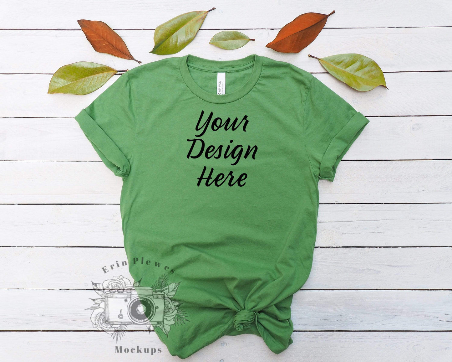 Erin Plewes Mockups T Shirt Mockup, Bella Canvas 3001 Leaf green tshirt mockup for styled stock photography, Tshirt Mockup Instant Digital Download Template