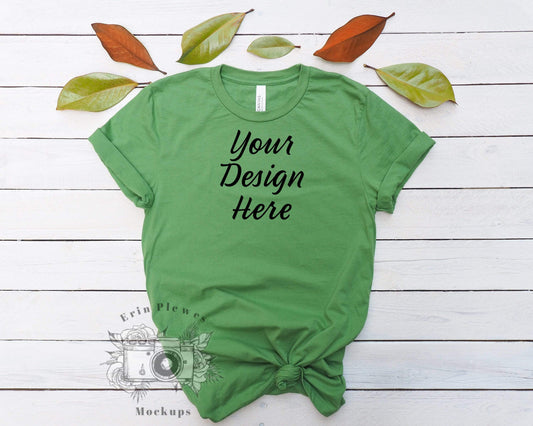Erin Plewes Mockups T Shirt Mockup, Bella Canvas 3001 Leaf green tshirt mockup for styled stock photography, Tshirt Mockup Instant Digital Download Template
