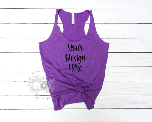 Erin Plewes Mockups Tank Mockup, Bella Canvas 8430 Purple Triblend Tank Mock-up for Styled Stock Photo, Instant Digital Download Template Jpeg