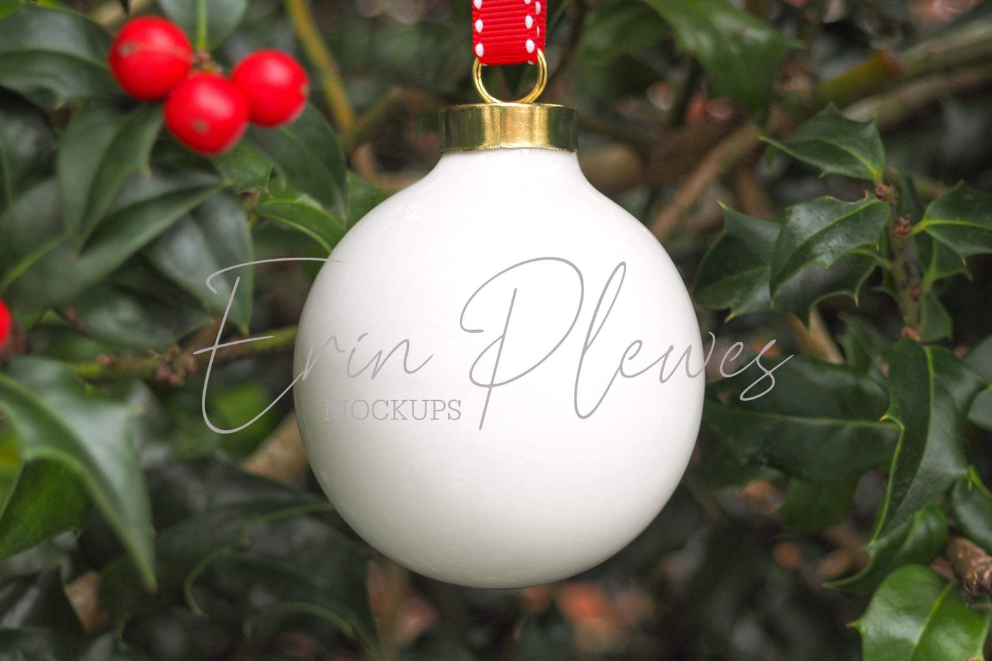 Erin Plewes Mockups White Christmas ball ornament mockup, blank Xmas decoration mock up to add your design for lifestyle photography, JPG Digital Download