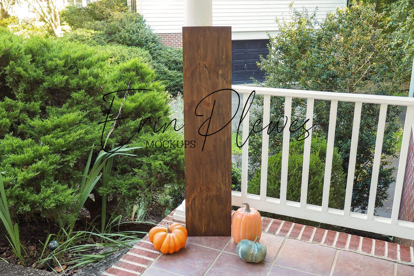 Erin Plewes Mockups Wood Sign Mockup 12" x 48", Front Porch Sign Mock-up, Rustic Brown Wood Frame Mock Up 1' x 4', Farmhouse Style Mock Up