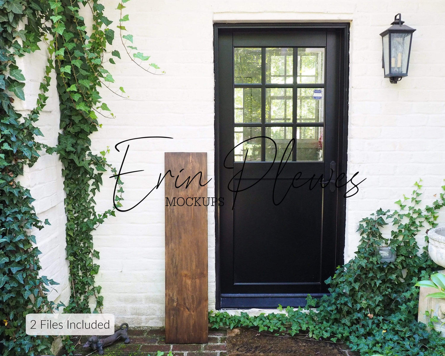Erin Plewes Mockups Wood Sign Mockup 1ft x 4ft, Front Porch Sign Mock Up, Rustic Brown Wood Frame Mock-up 12" x 48", Farmhouse Style Template Jpeg