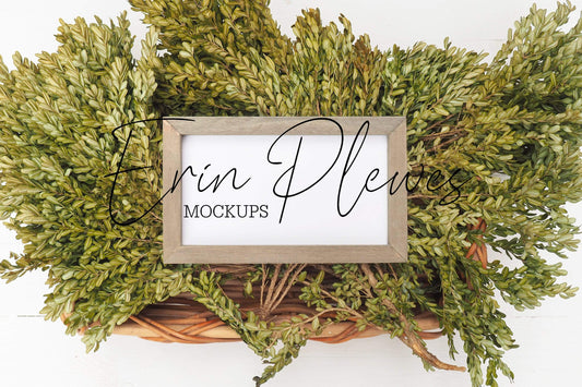 Erin Plewes Mockups Wood Sign Mockup 6x10, Rustic Wood Frame Mock-up, Reverse Canvas Mock Up, Farmhouse Style Flatlay, Instant Digital Download JPG