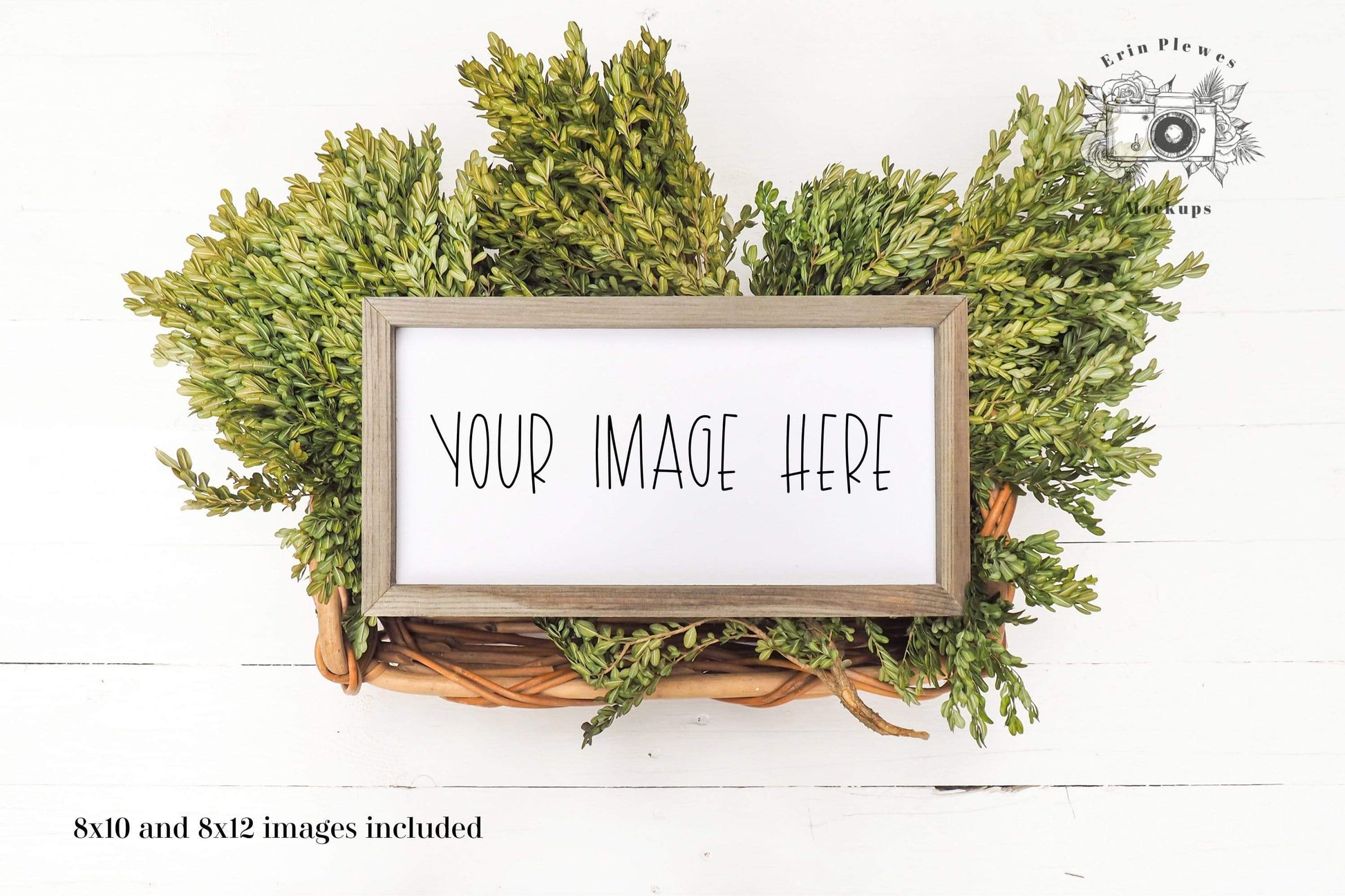 Erin Plewes Mockups Wood Sign Mockup, Rustic Wood Frame Mock-up, Farmhouse Style Mock Up, Reverse Canvas Flatlay