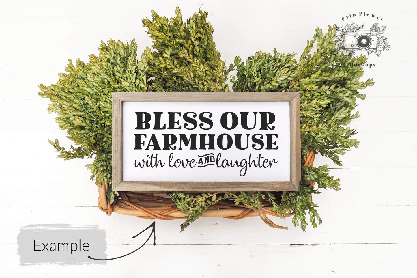 Erin Plewes Mockups Wood Sign Mockup, Rustic Wood Frame Mock-up, Farmhouse Style Mock Up, Reverse Canvas Flatlay