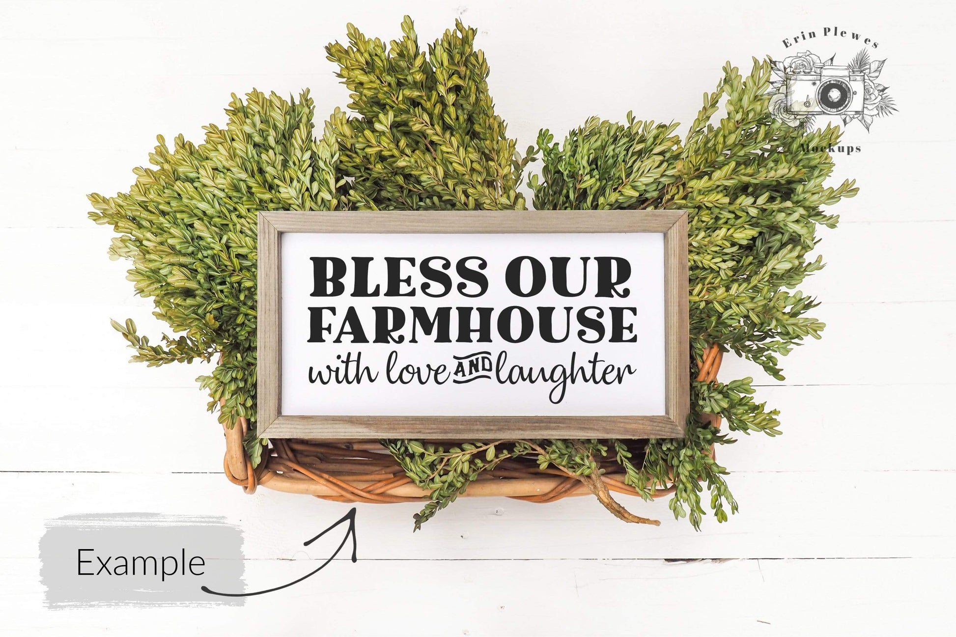 Erin Plewes Mockups Wood Sign Mockup, Rustic Wood Frame Mock-up, Farmhouse Style Mock Up, Reverse Canvas Flatlay