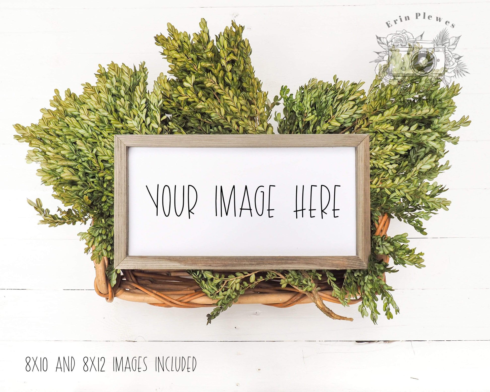 Erin Plewes Mockups Wood Sign Mockup, Rustic Wood Frame Mock-up, Farmhouse Style Mock Up, Reverse Canvas Flatlay