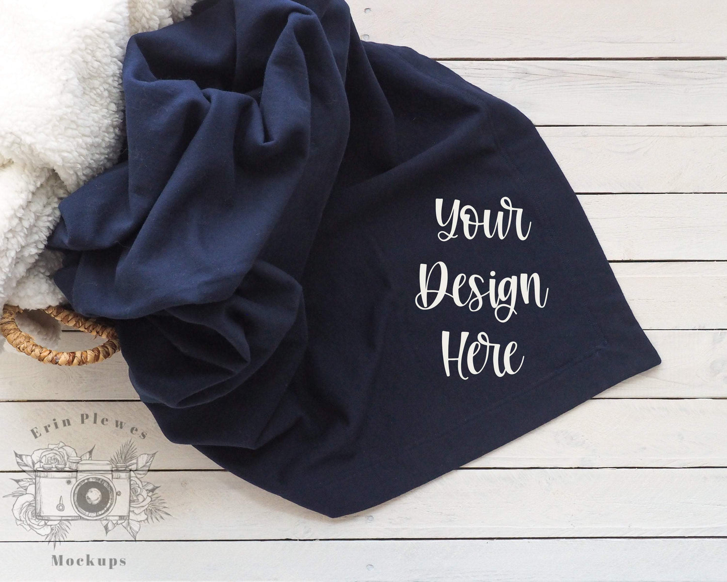 Erin Plewes Mockups Gildan Blanket Mockup, Stadium Blanket Mock Up on Shiplap, Fleece Blanket Stock Photo, Digital Download Template Jpeg