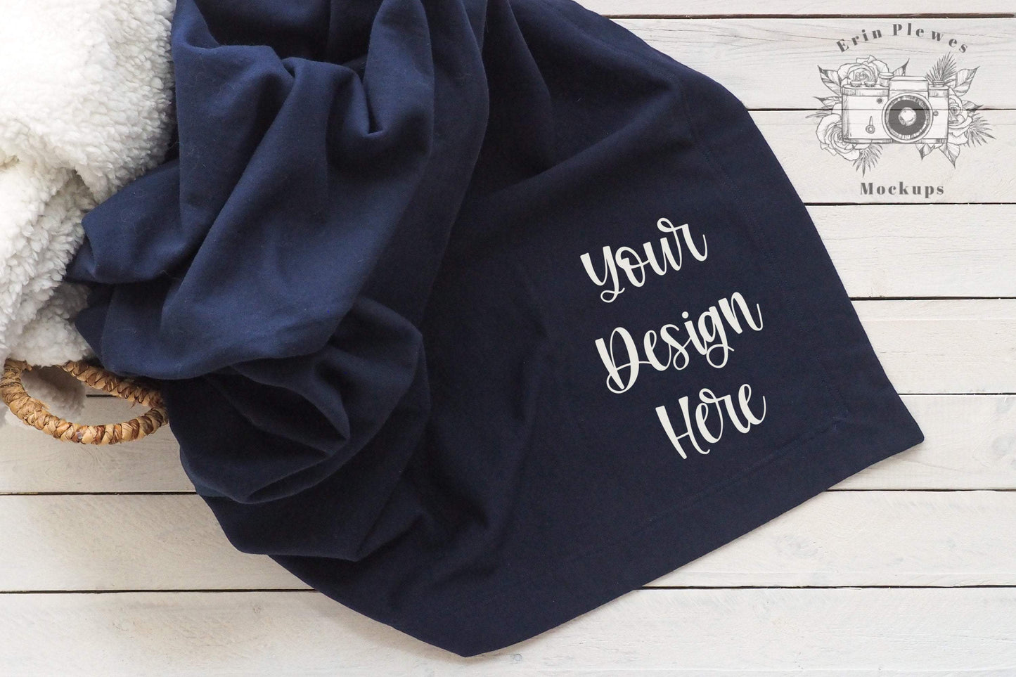Erin Plewes Mockups Gildan Blanket Mockup, Stadium Blanket Mock Up on Shiplap, Fleece Blanket Stock Photo, Digital Download Template Jpeg