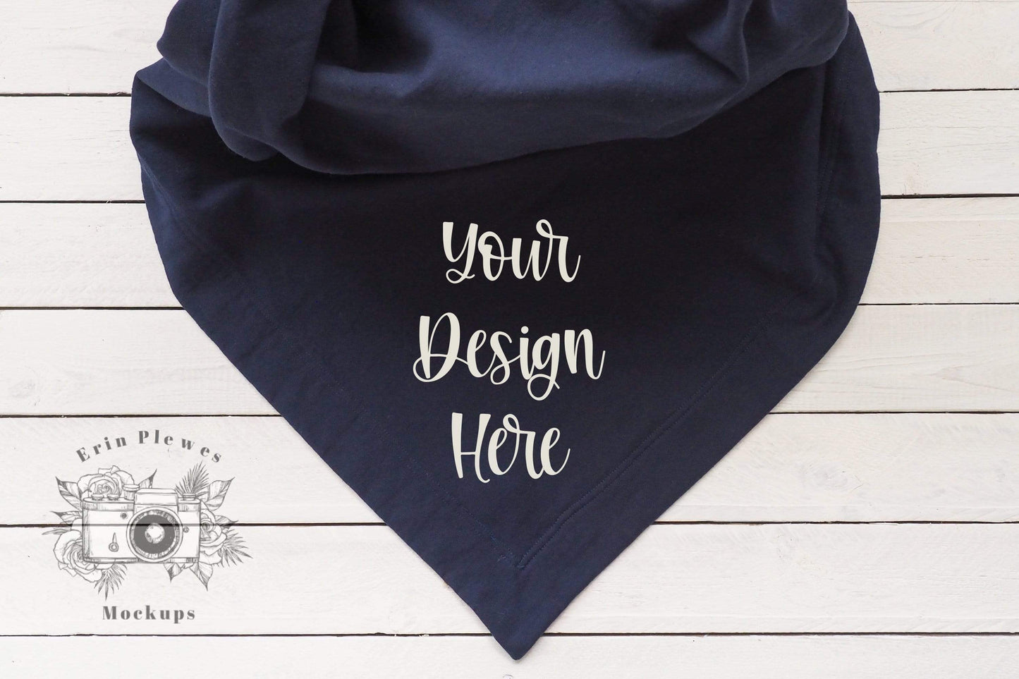 Erin Plewes Mockups Gildan Navy Blanket Mockup, Sweatshirt Blanket Lifestyle Stock Photo