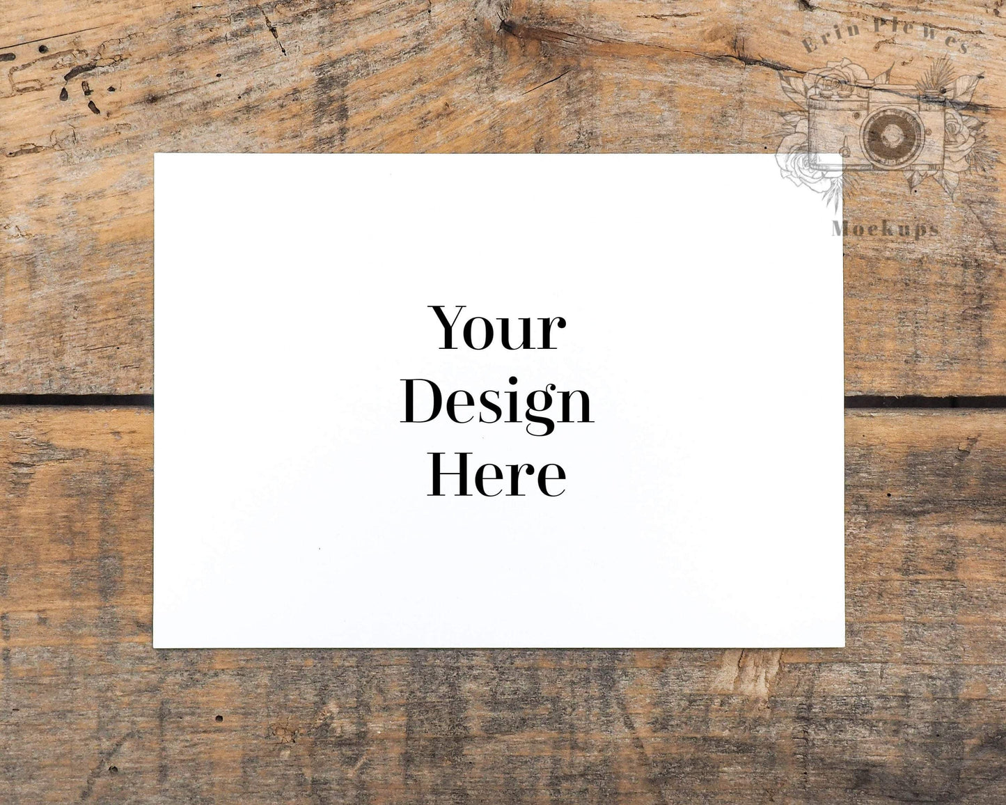 Erin Plewes Mockups Greeting card mockup, 5x7 Card mockup for rustic wedding thank you note lifestyle stock photo, Jpeg instant Digital Download