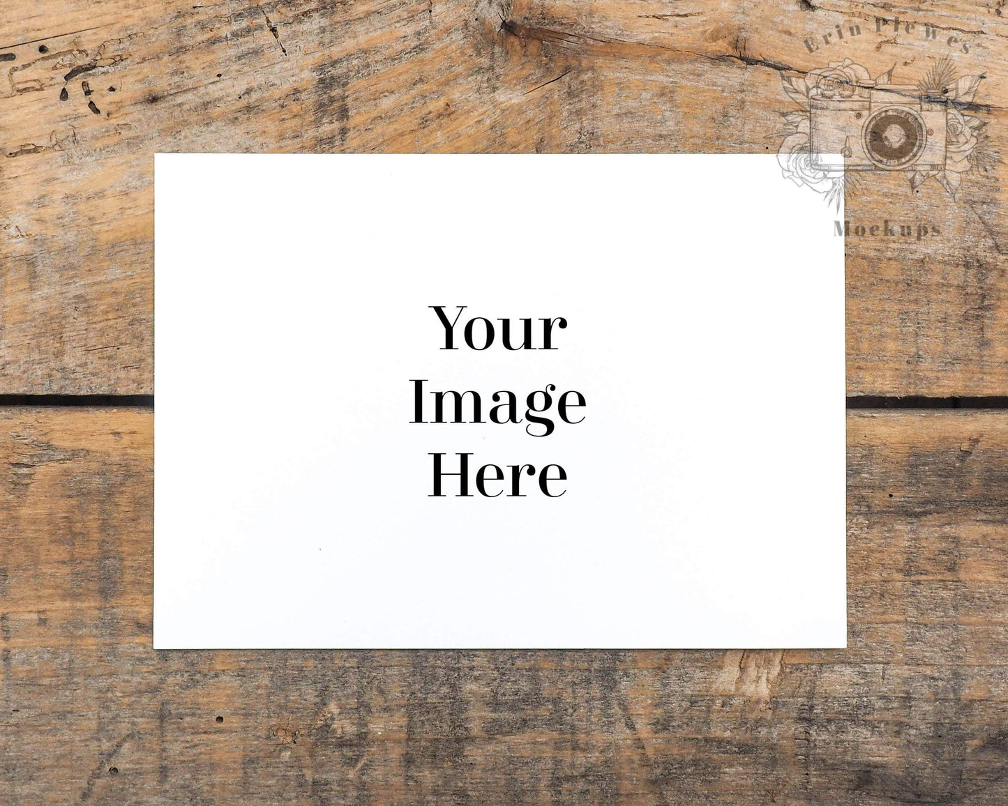 Erin Plewes Mockups Greeting card mockup, 5x7 Card mockup for rustic wedding thank you note lifestyle stock photo, Jpeg instant Digital Download