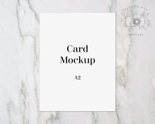 Erin Plewes Mockups Greeting Card Mockup A2, Invitation mock up for classic wedding and birthday party invite on marble, Jpeg Instant Digital Download Template