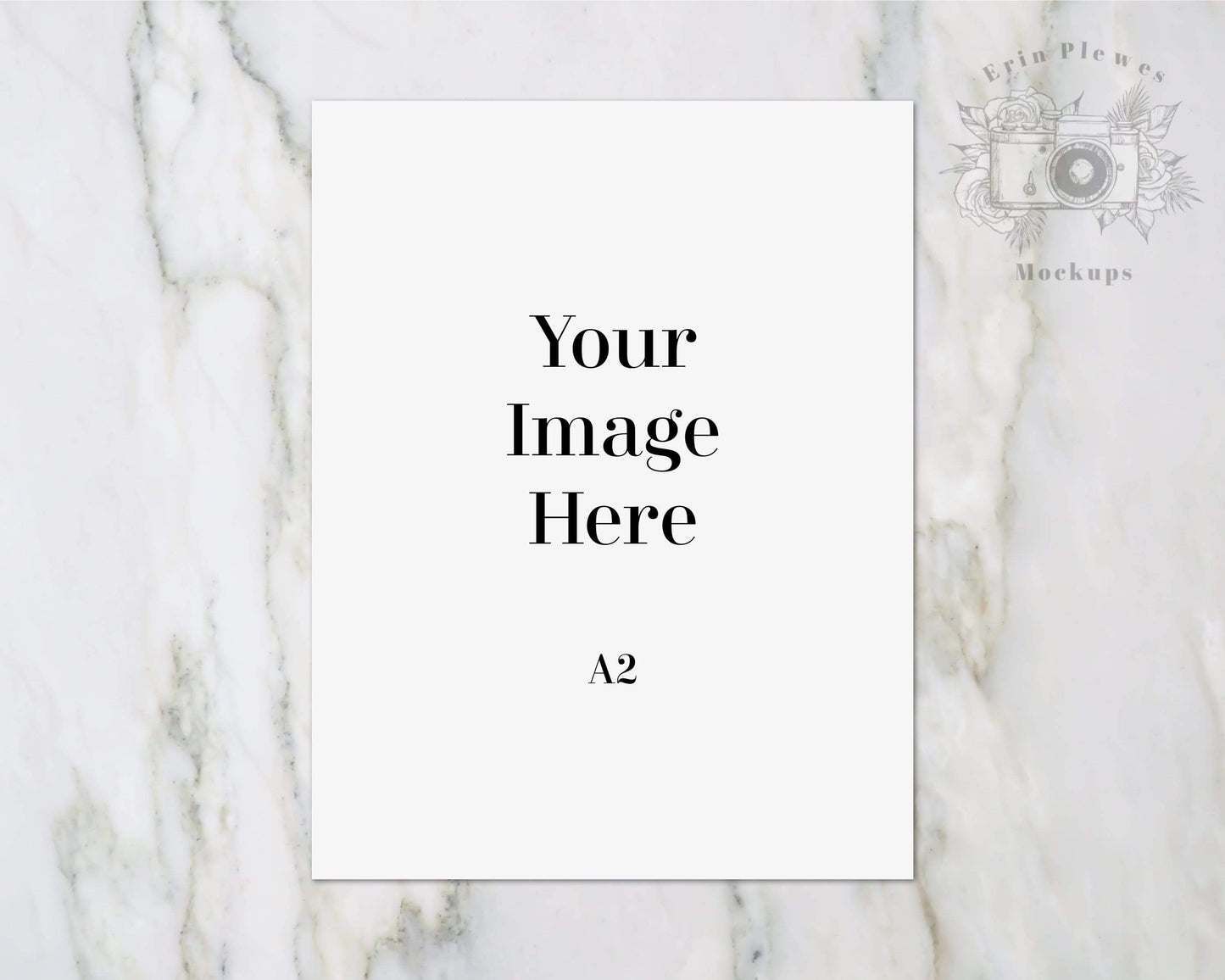Erin Plewes Mockups Greeting Card Mockup A2, Invitation mock up for classic wedding and birthday party invite on marble, Jpeg Instant Digital Download Template