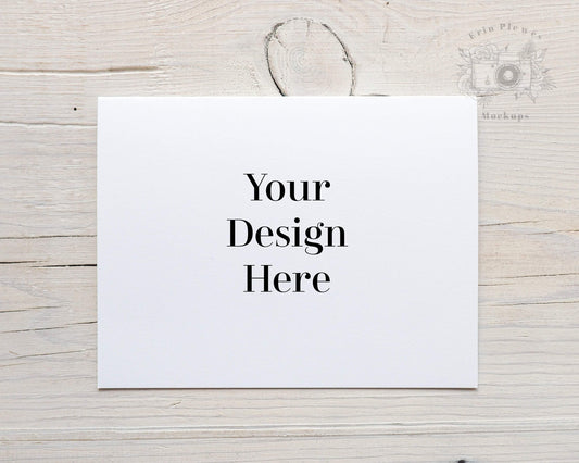 Erin Plewes Mockups Greeting Card Mockup A2, Invitation mock-up for rustic wedding and thank you notes, Landscape card mock up A-2