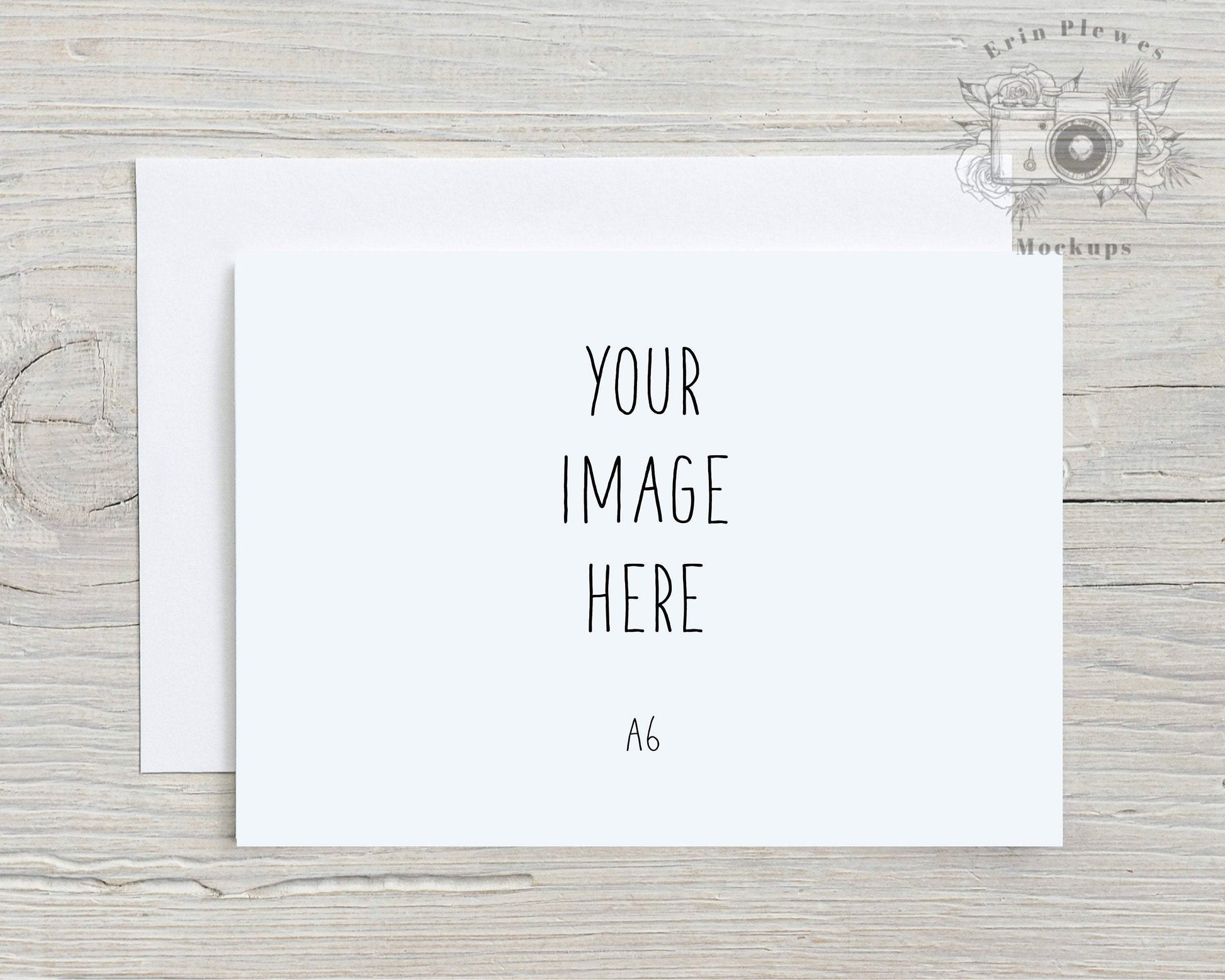 Erin Plewes Mockups Greeting card mockup A6 with white envelope, Invitation mock up for minimalist wedding size A 6, Lifestyle stock photo Jpg Template