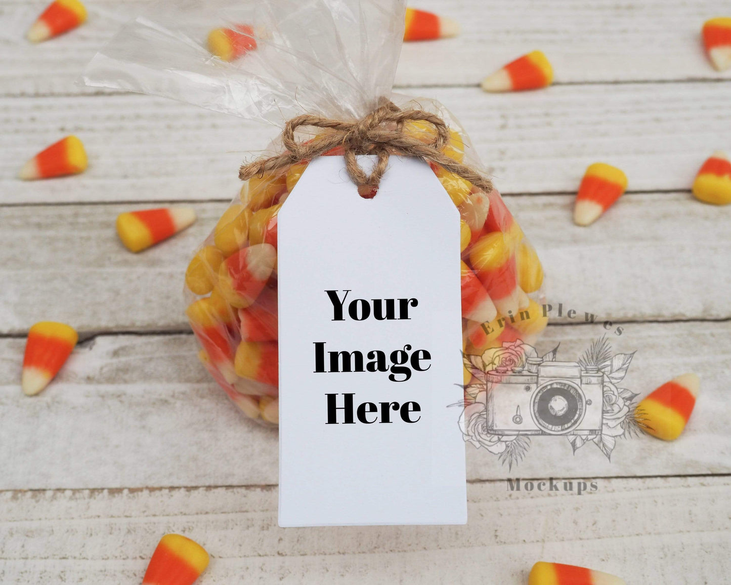 Erin Plewes Mockups Halloween gift tag mockup, Party favor mock-up for thank you gift lifestyle stock photo, JPG and PNG instant Digital Download