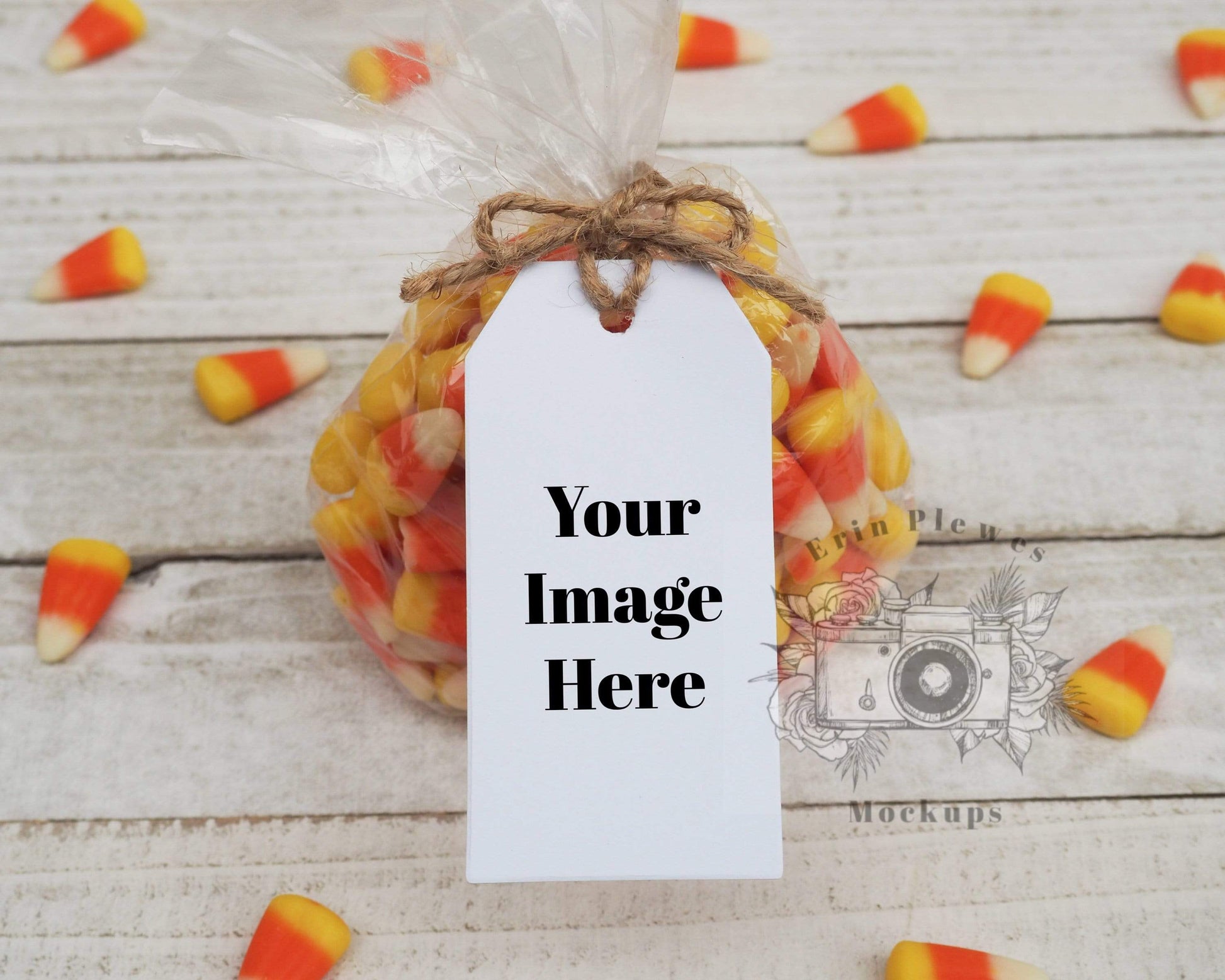 Erin Plewes Mockups Halloween gift tag mockup, Party favor mock-up for thank you gift lifestyle stock photo, JPG and PNG instant Digital Download