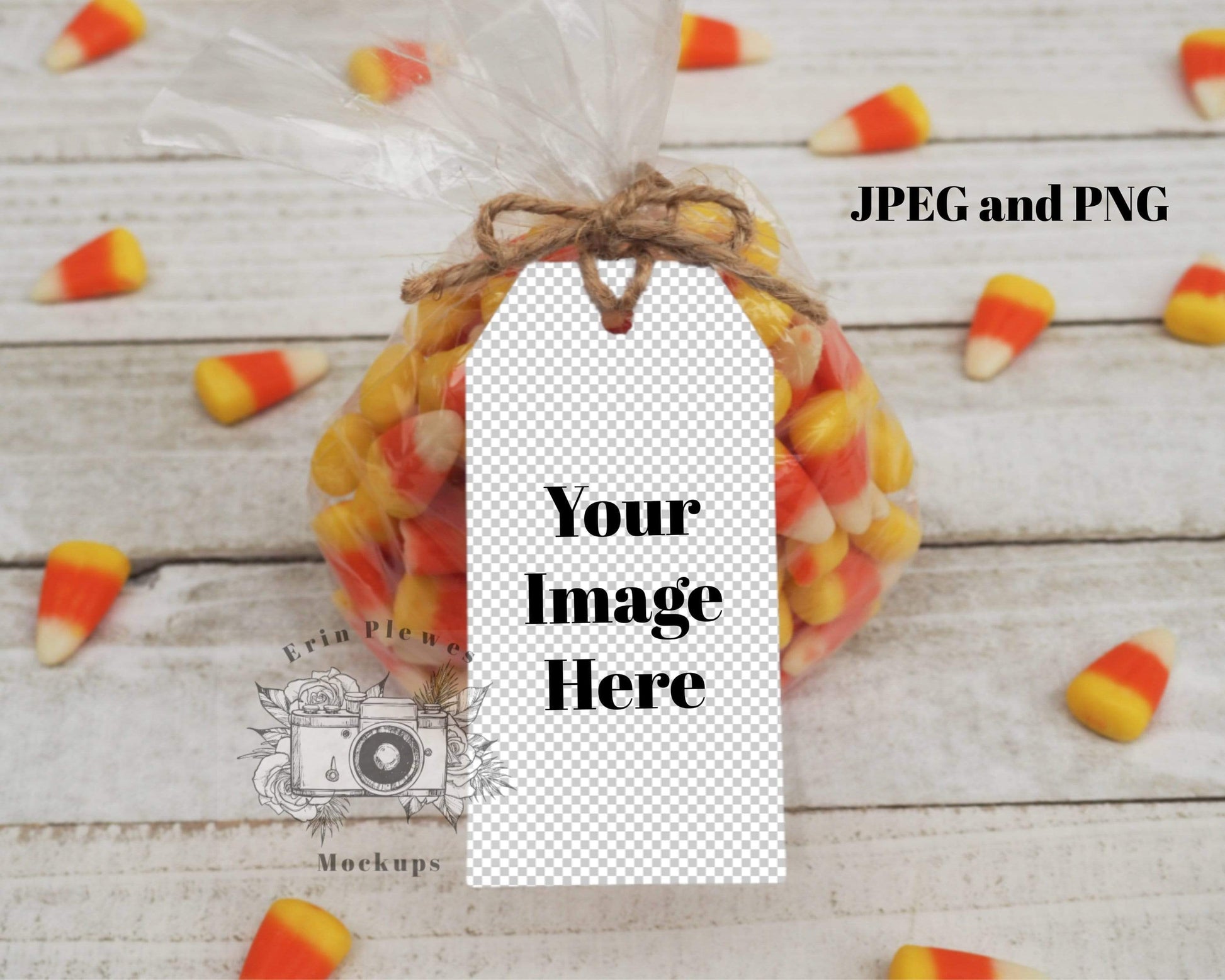Erin Plewes Mockups Halloween gift tag mockup, Party favor mock-up for thank you gift lifestyle stock photo, JPG and PNG instant Digital Download
