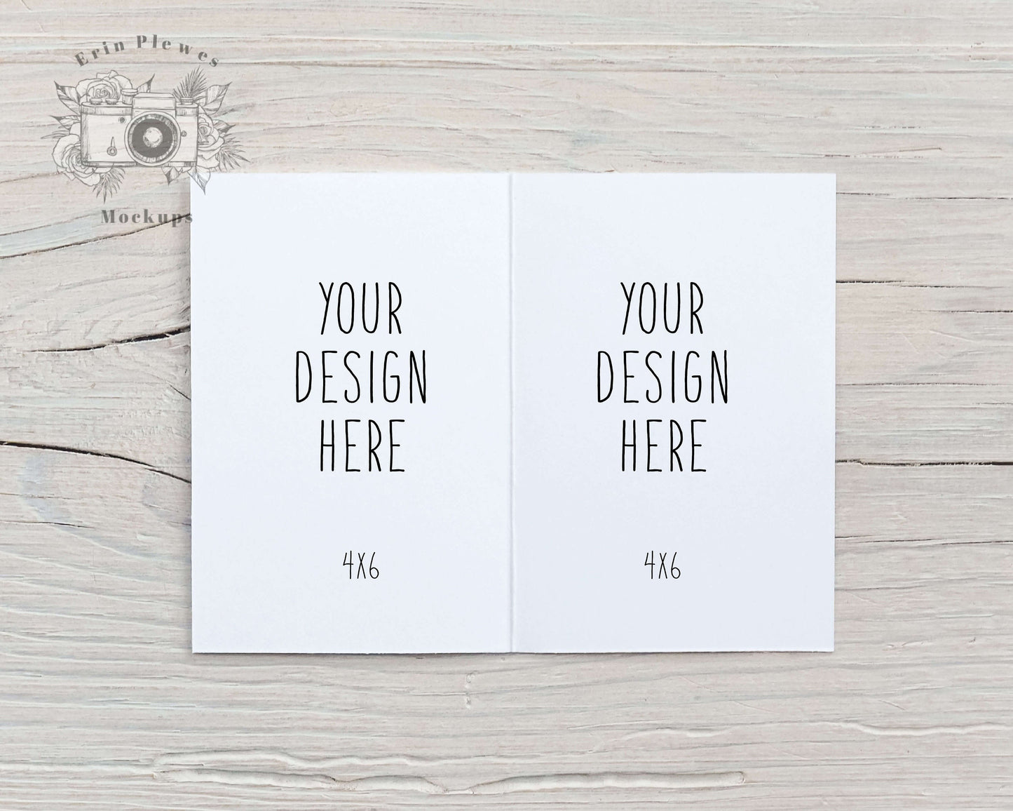 Card Mockup Open, 4x6 Greeting Card Front and Back Mockup for Rustic Wedding, Interior Card Stock Photo, Jpeg Instant Digital Download