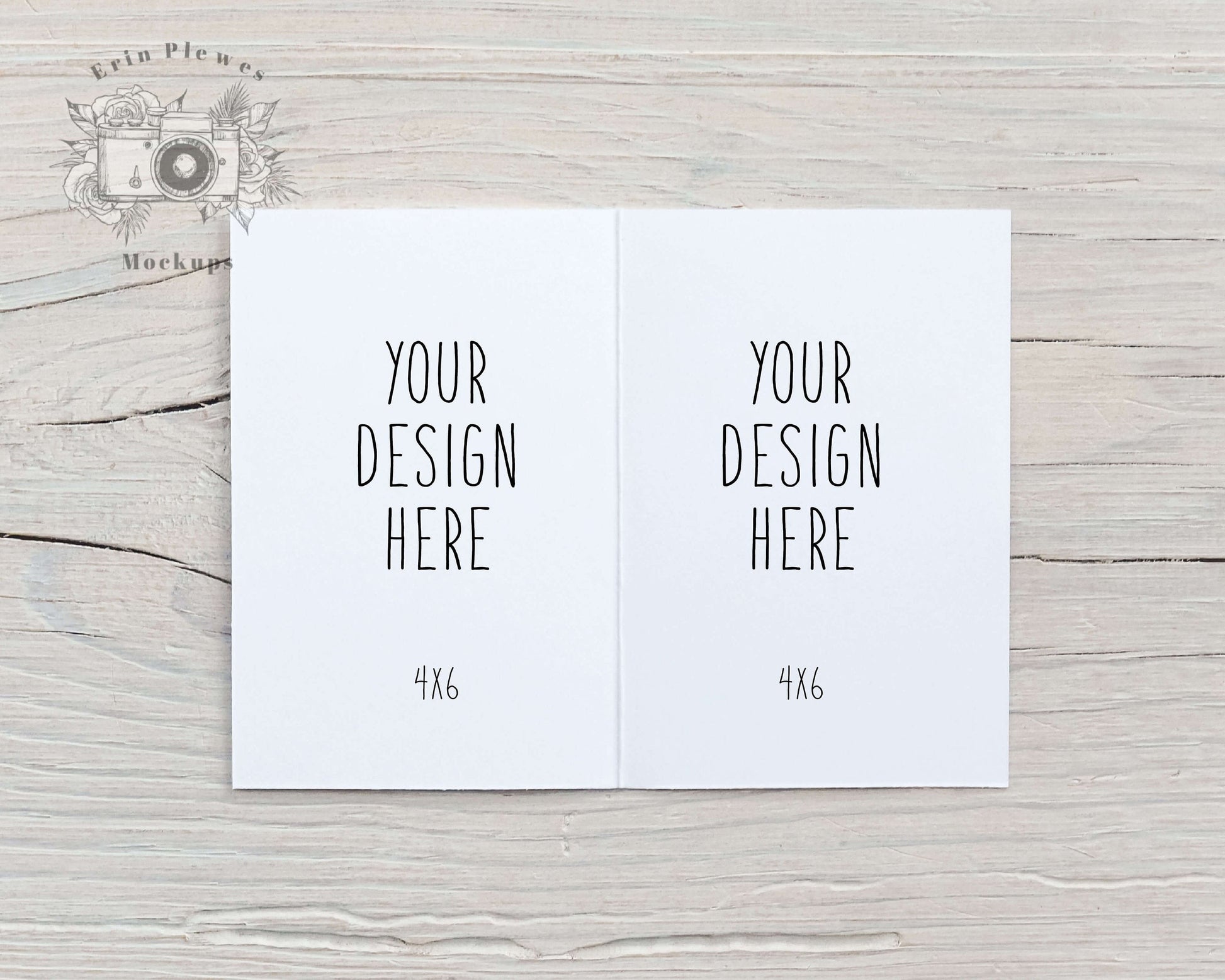 Card Mockup Open, 4x6 Greeting Card Front and Back Mockup for Rustic Wedding, Interior Card Stock Photo, Jpeg Instant Digital Download