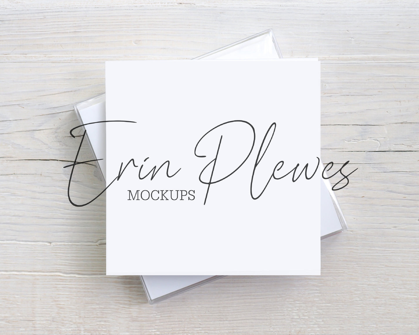 Square Card Mockup Flat Lay, Square Invitation Mock Up with Boxed Set for Rustic Wedding, Square Greeting Card Stock Photo