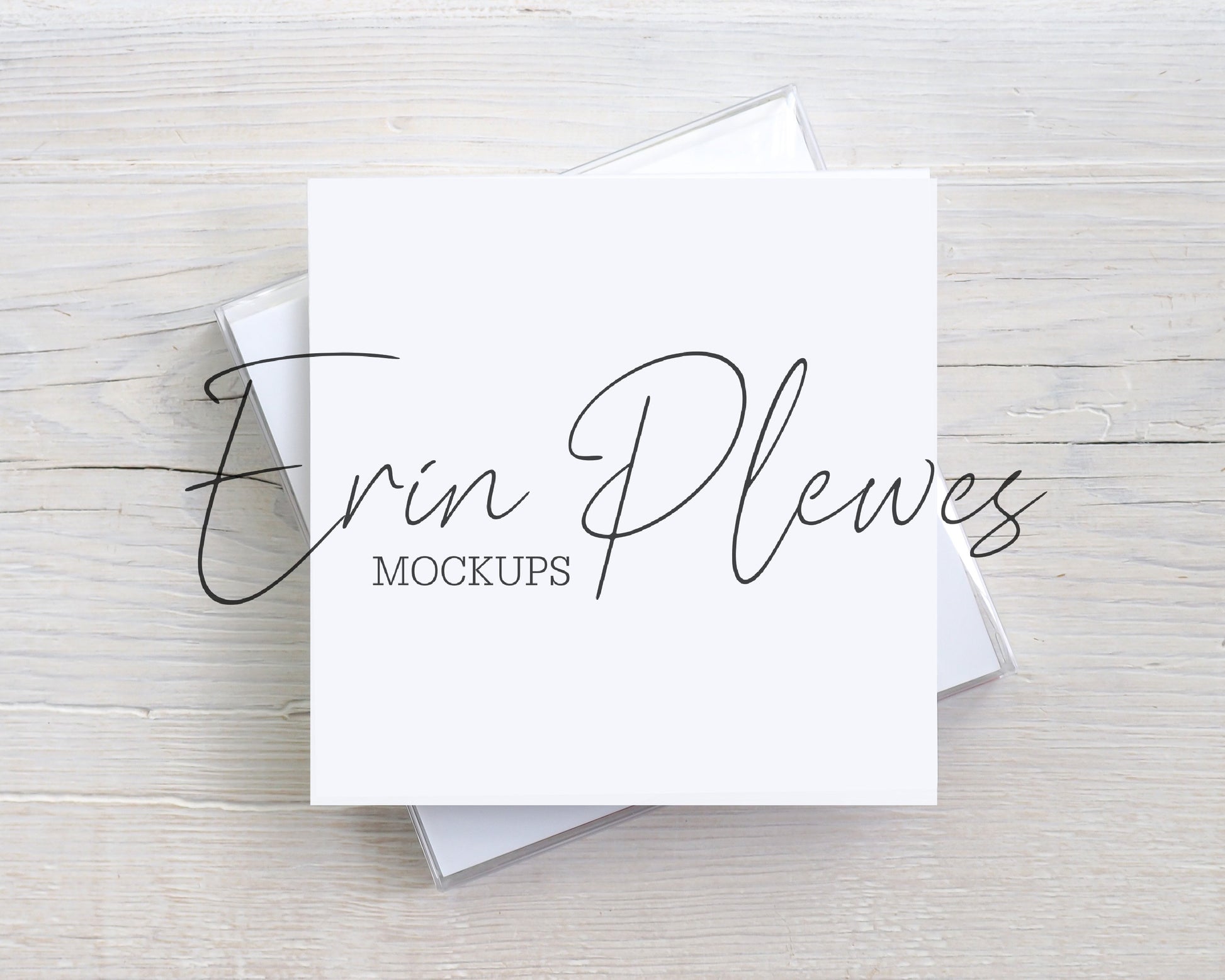 Square Card Mockup Flat Lay, Square Invitation Mock Up with Boxed Set for Rustic Wedding, Square Greeting Card Stock Photo