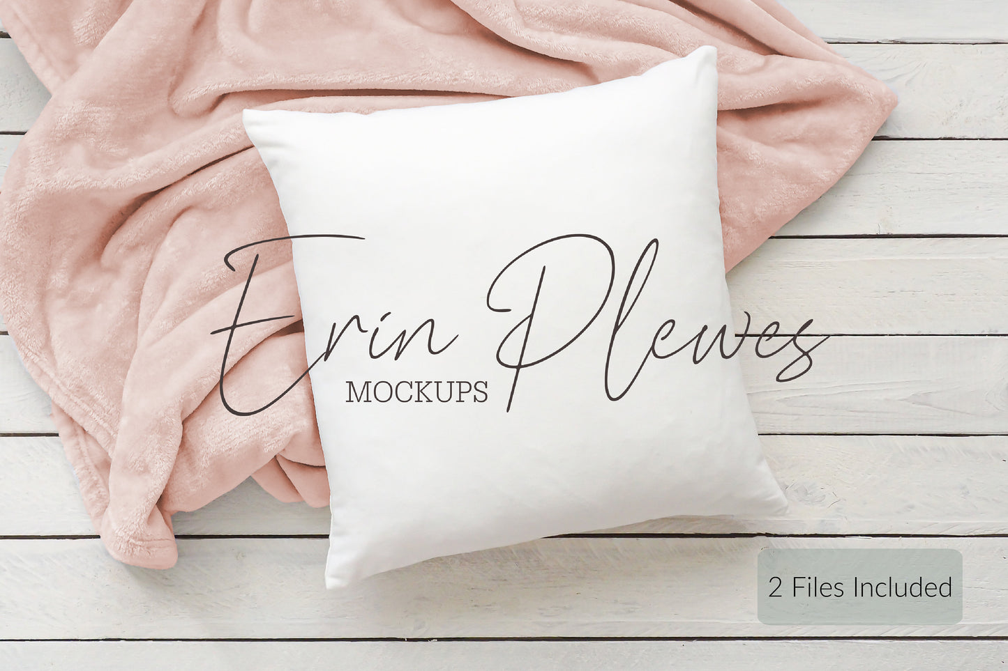 Pillow Mock Up, White pillow mockup with pink blanket for lifestyle stock photo, Square pillow mock-up, Jpeg Digital Download
