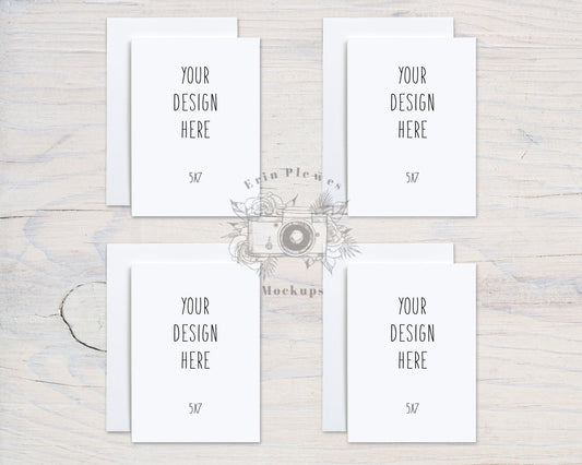 5x7 Card Mockup with Envelopes, Front Back Greeting Card Mock Up, Stationery Suite Mock Ups, Jpeg Instant Digital Download
