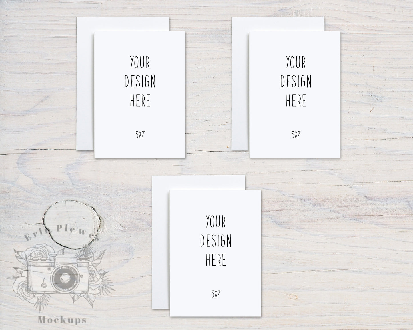5x7 Card Mockup Set with Envelopes, Greeting Card Set of 3 Mock Up, Stationery Suite Mock Ups, Jpeg Instant Digital Download