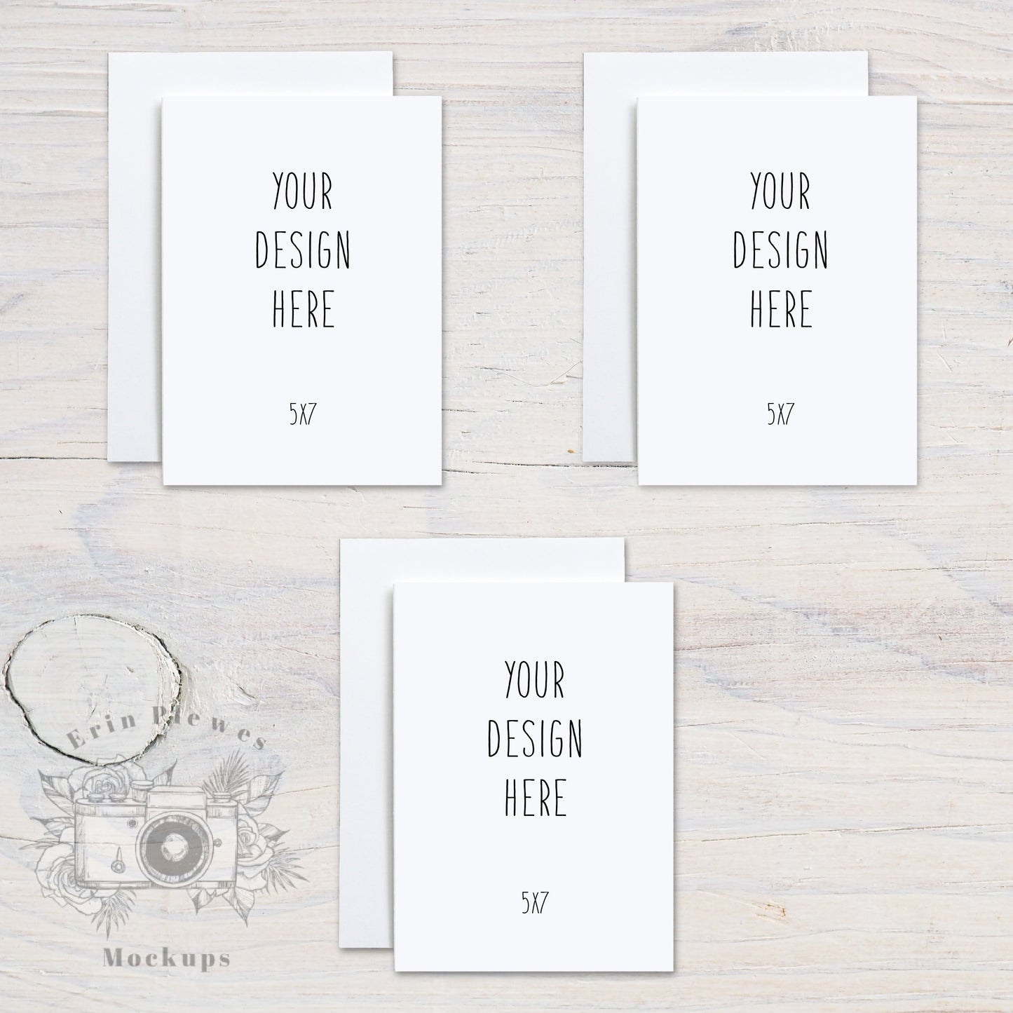 5x7 Card Mockup Set with Envelopes, Greeting Card Set of 3 Mock Up, Stationery Suite Mock Ups, Jpeg Instant Digital Download