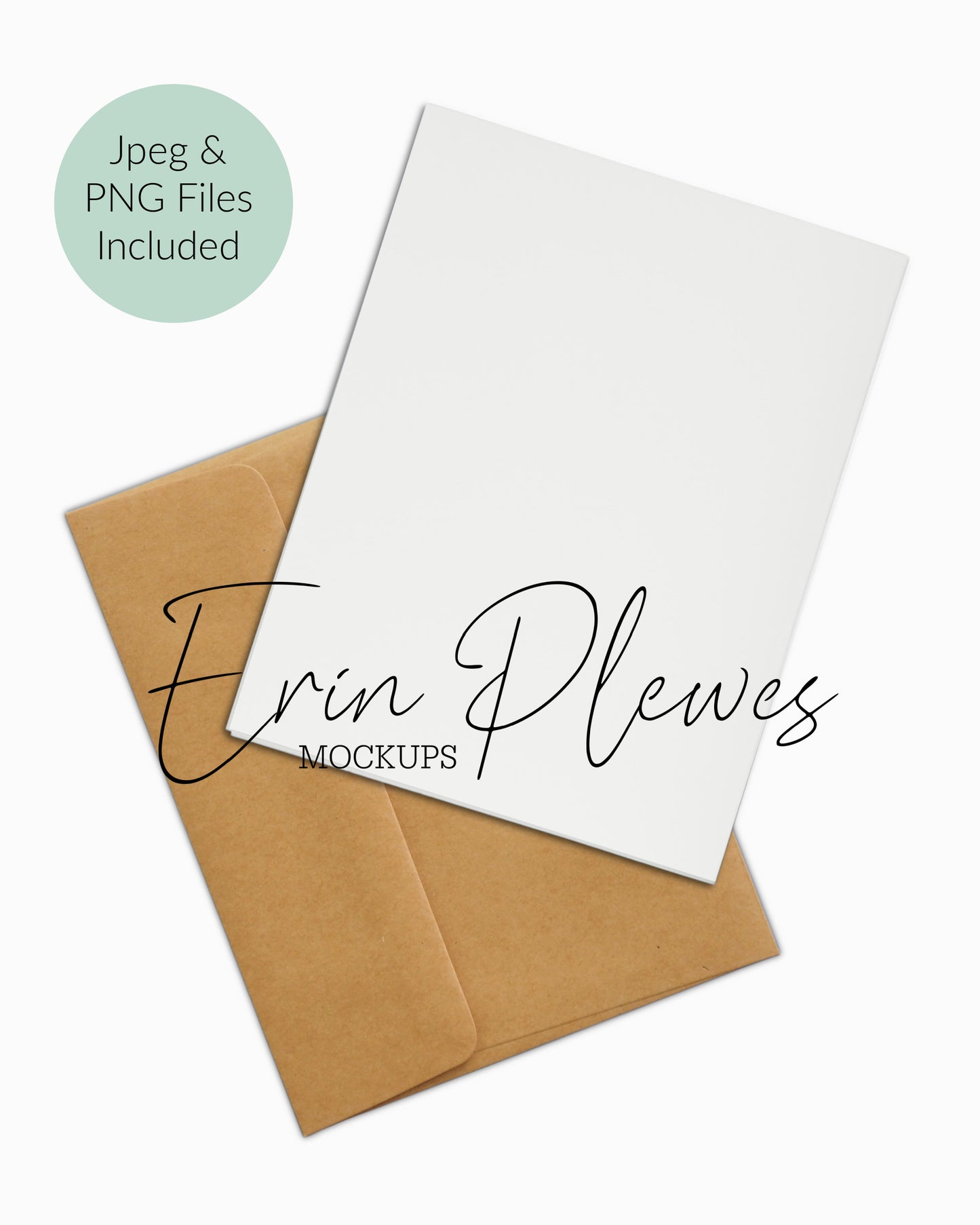 A2 Card Mockup Back, Back of card mock up with kraft envelope, Minimal note card stock photo, Jpeg PNG Instant Digital Download