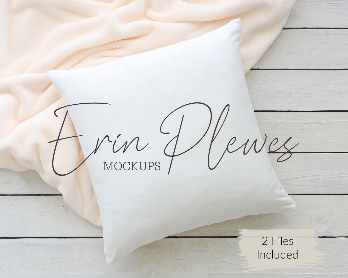 Pillow Case Mockup, Pillow mock-up with cream blanket, Minimalist cushion lifestyle stock photo, Jpeg Instant Digital Download
