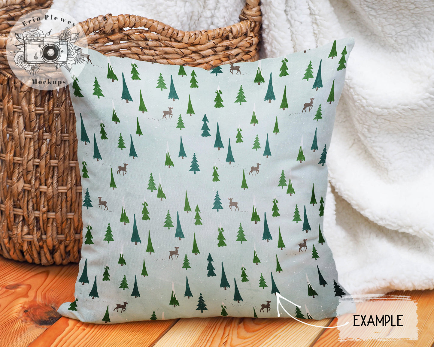 Pillow Mockup, Square Pillow Mock Up PSD Smart Object, Cushion Lifestyle Stock Photo, White Pillow Case Mock-up Digital Download Template