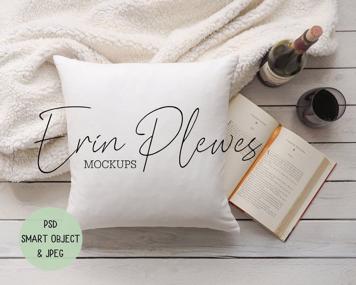 Pillow Mock Up, Pillow Case Mockup PSD Smart Object, Cushion Flat Lay Stock Photo, White Pillow Mock-up Instant Digital Download
