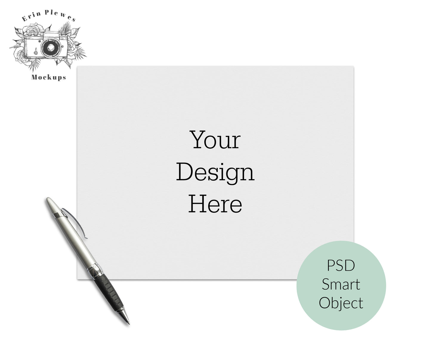 Letter Sized Paper Mockup 8.5 x 11, Certificate Mockup on White Background, Moveable Pen PSD Smart Object Mock-up, Instant Digital Download
