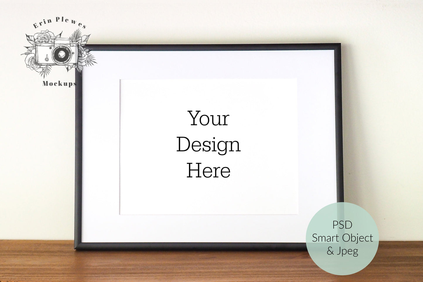 Frame Mockup 11 x 8.5, Certificate Mockup with Mat and Black Frame 8.5" x 11", Black Frame Smart Object Mock Up, Instant Digital Download