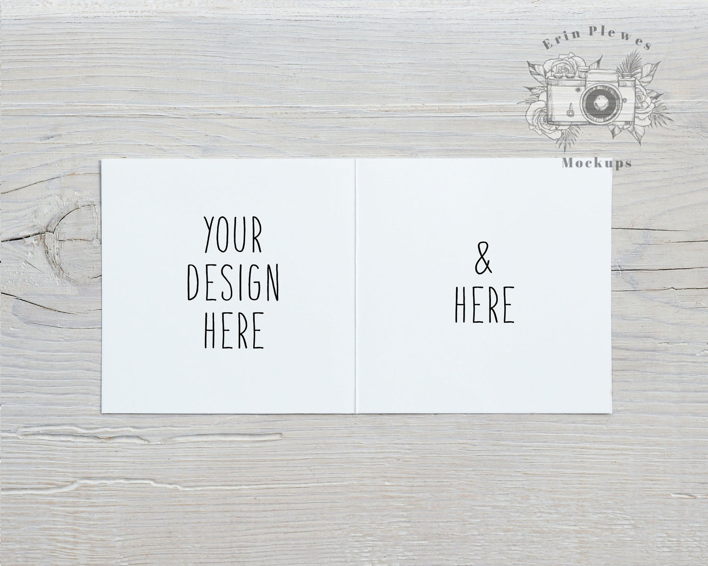 Square Card Mockup Front and Back, Greeting Card Interior Mock-up for Rustic Wedding, Inside Card Stock Photo, Jpeg Instant Digital Download