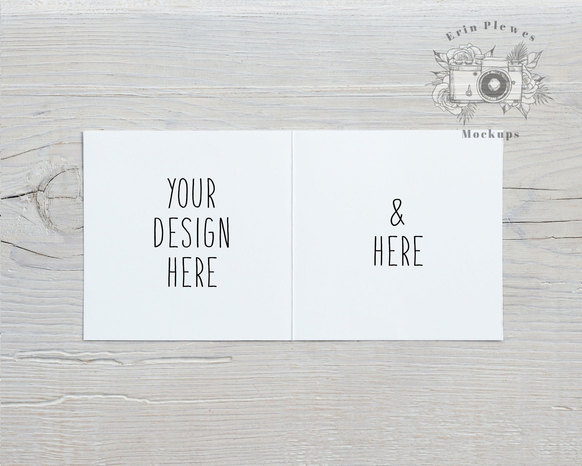 Square Card Mockup Front and Back, Greeting Card Interior Mock-up for Rustic Wedding, Inside Card Stock Photo, Jpeg Instant Digital Download
