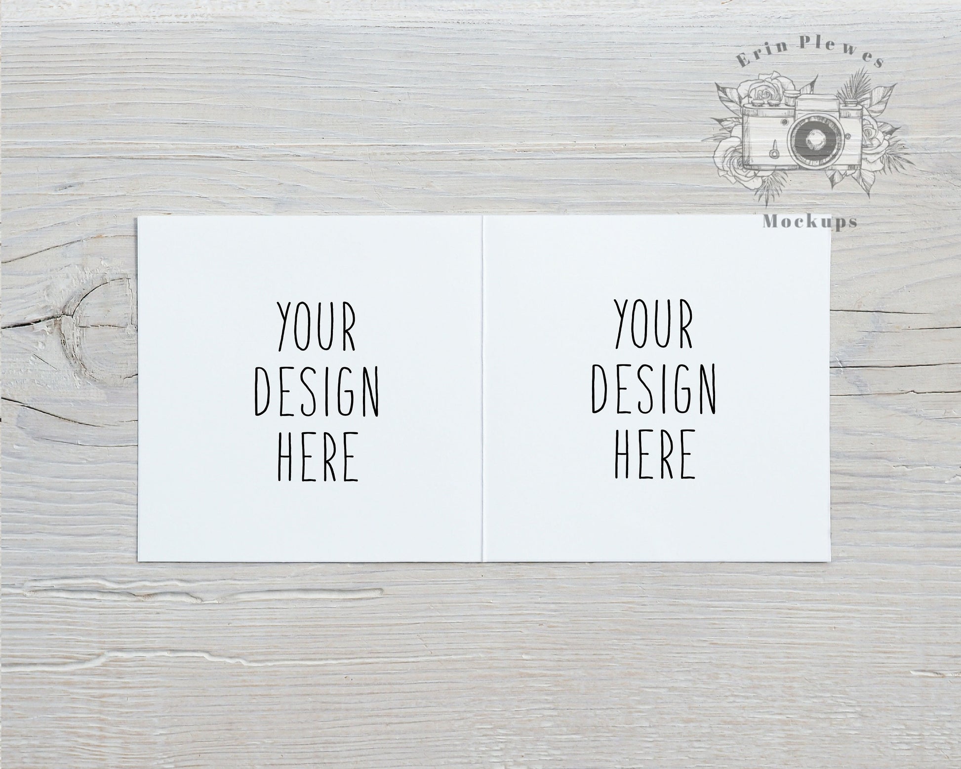 Square Card Mockup Front and Back, Greeting Card Interior Mock-up for Rustic Wedding, Inside Card Stock Photo, Jpeg Instant Digital Download