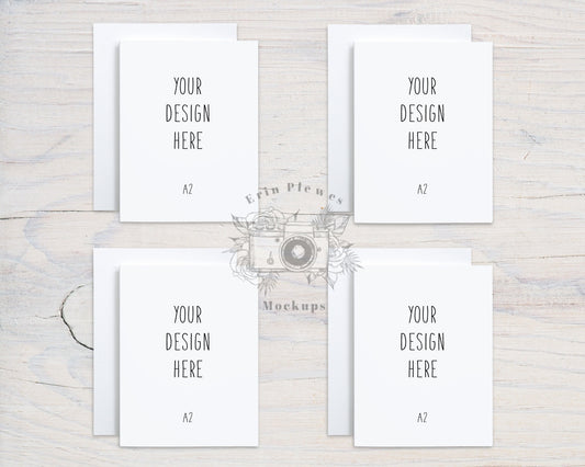 A2 Card Mockup with Envelopes, Front Back Greeting Card Mock Up, Stationery Suite Mock Ups, Jpeg Instant Digital Download