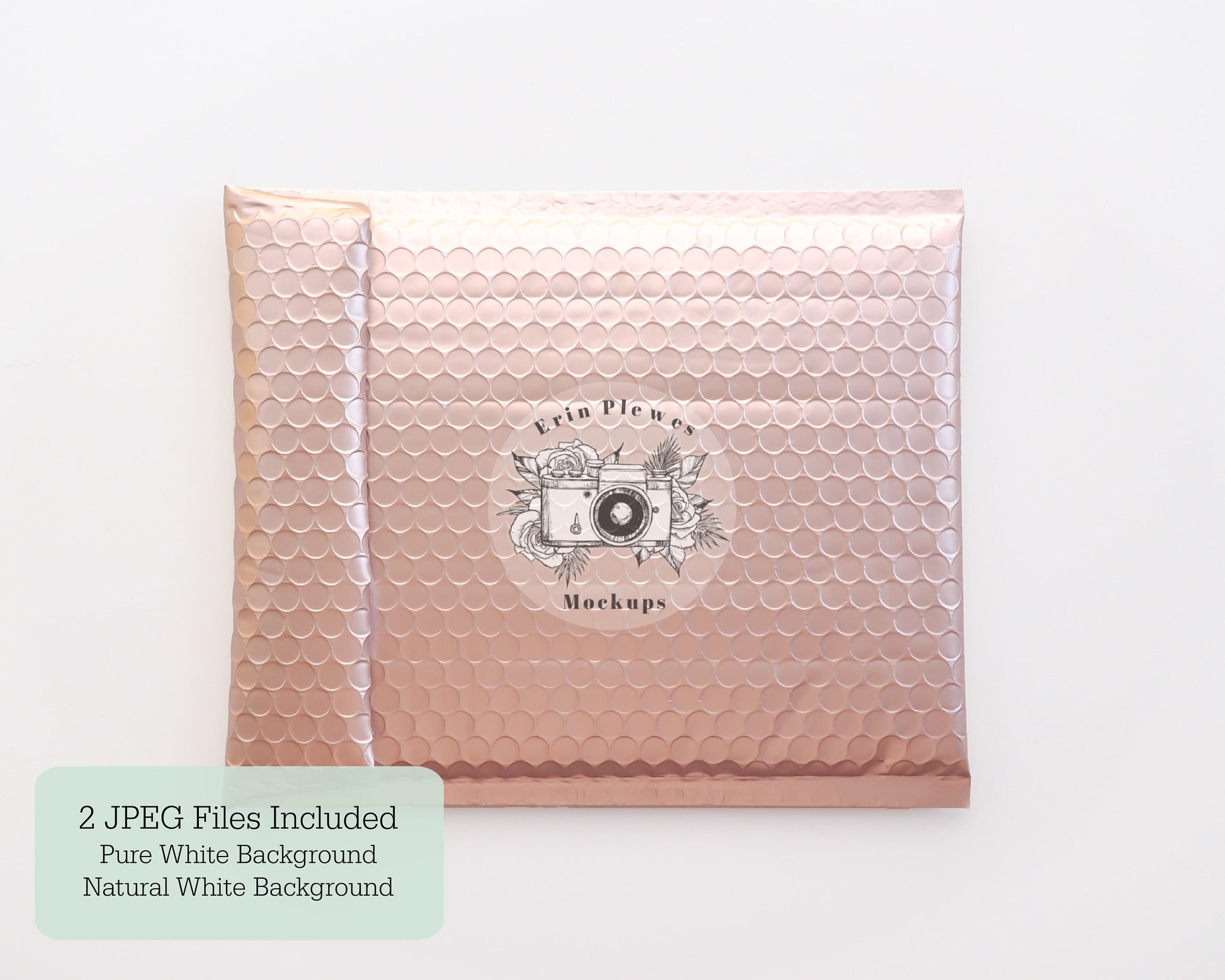 Bubble Mailer Mockup Back View, Pink Mailer Mock Up, Rose Gold Package Stock Photo, Jpeg Instant Digital Download Template