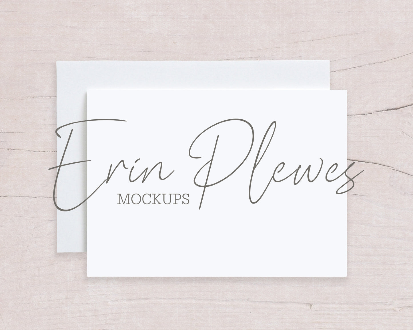 A6 Card Mockup, Greeting Card Mock Up with White Envelope on Beige Wood, A-6 Stationery Mock-Up, Jpeg Instant Digital Download