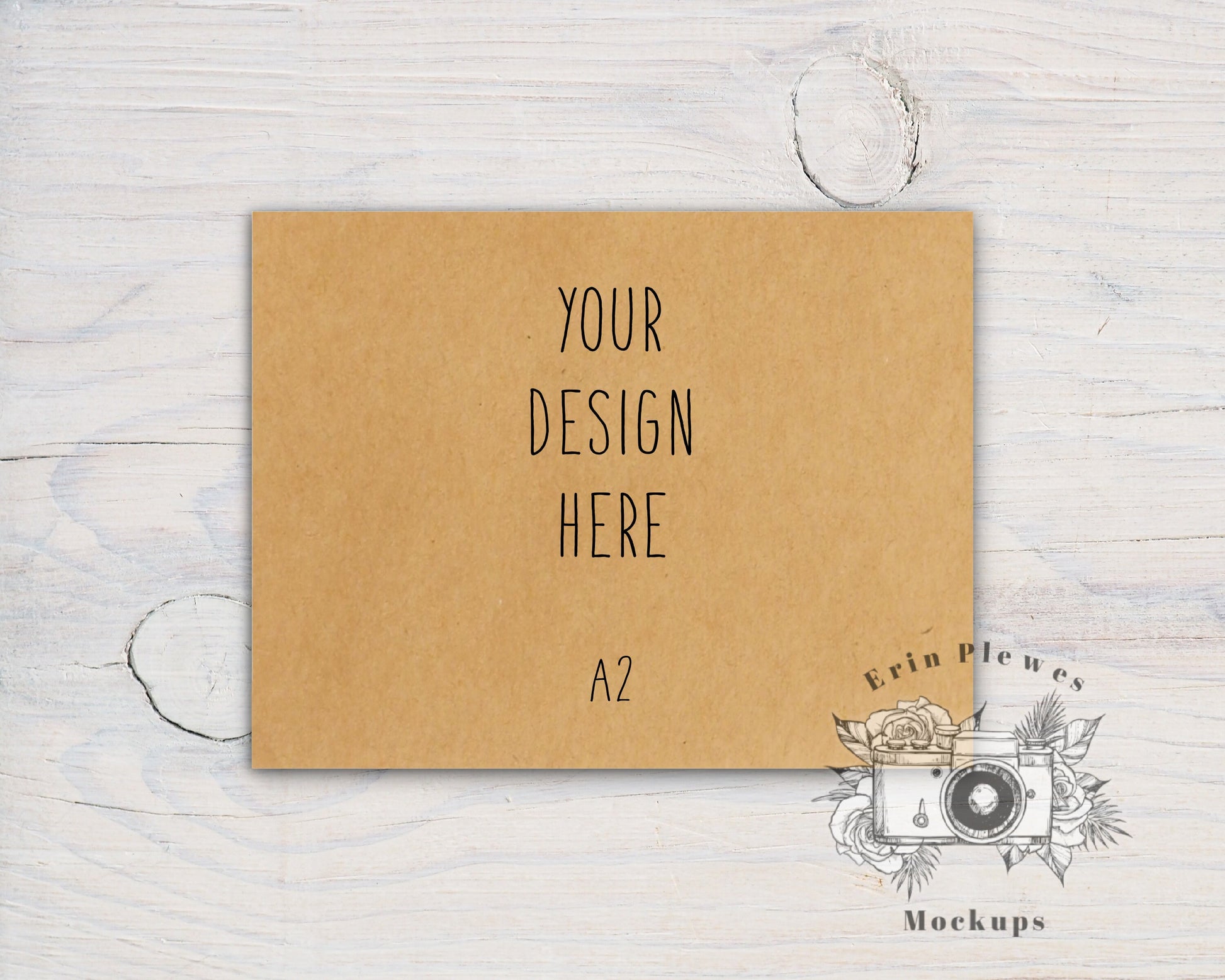 Kraft Card Mockup A2, Kraft Thank You Card Mock-up, Greeting Card Mock Up for Rustic Wedding Stock Photo, Jpeg Instant Digital Download