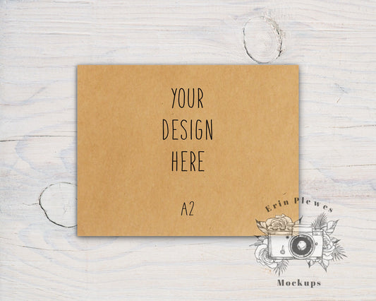 Kraft Card Mockup A2, Kraft Thank You Card Mock-up, Greeting Card Mock Up for Rustic Wedding Stock Photo, Jpeg Instant Digital Download