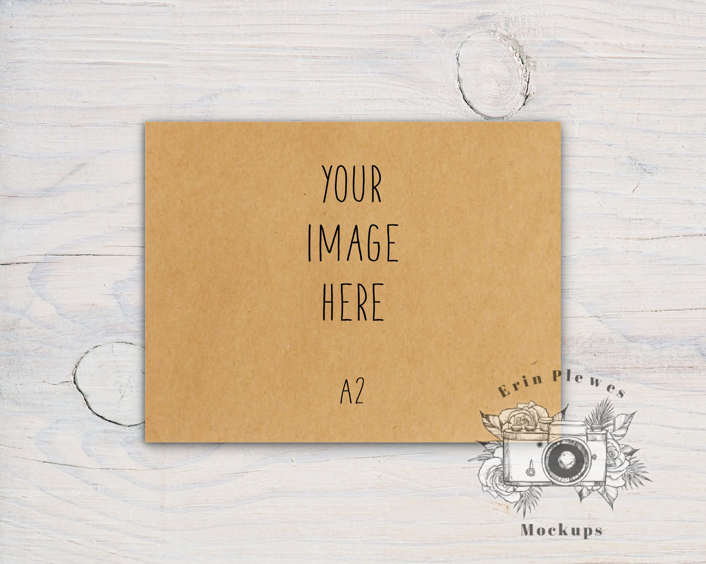 Kraft Card Mockup A2, Kraft Thank You Card Mock-up, Greeting Card Mock Up for Rustic Wedding Stock Photo, Jpeg Instant Digital Download