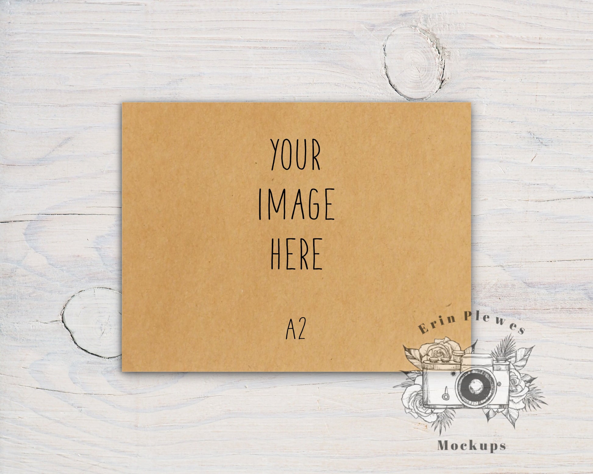 Kraft Card Mockup A2, Kraft Thank You Card Mock-up, Greeting Card Mock Up for Rustic Wedding Stock Photo, Jpeg Instant Digital Download
