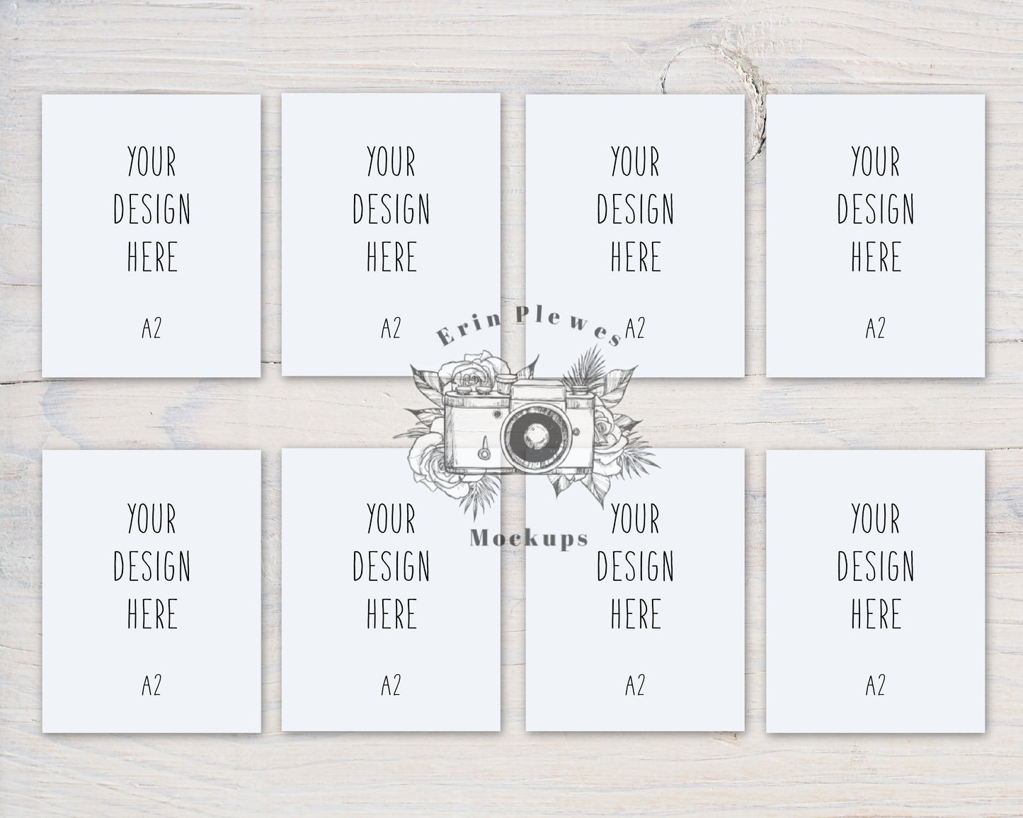 A2 Card Mockup Multiple x 8, Front Back Greeting Card Mock Up, Stationery Suite Mock Ups, Jpeg Instant Digital Download