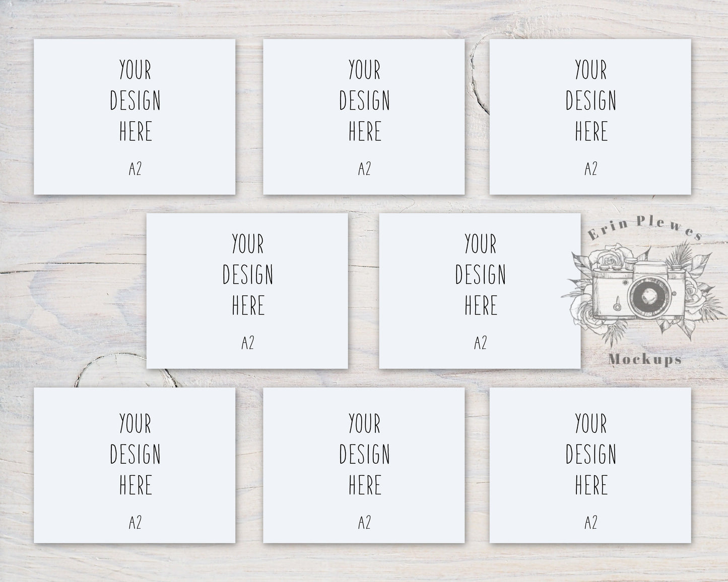 A2 Card Mockup Suite, Front Back Greeting Card Mock Up, Stationery Set 8 Card Mock Ups, Jpeg Instant Digital Download