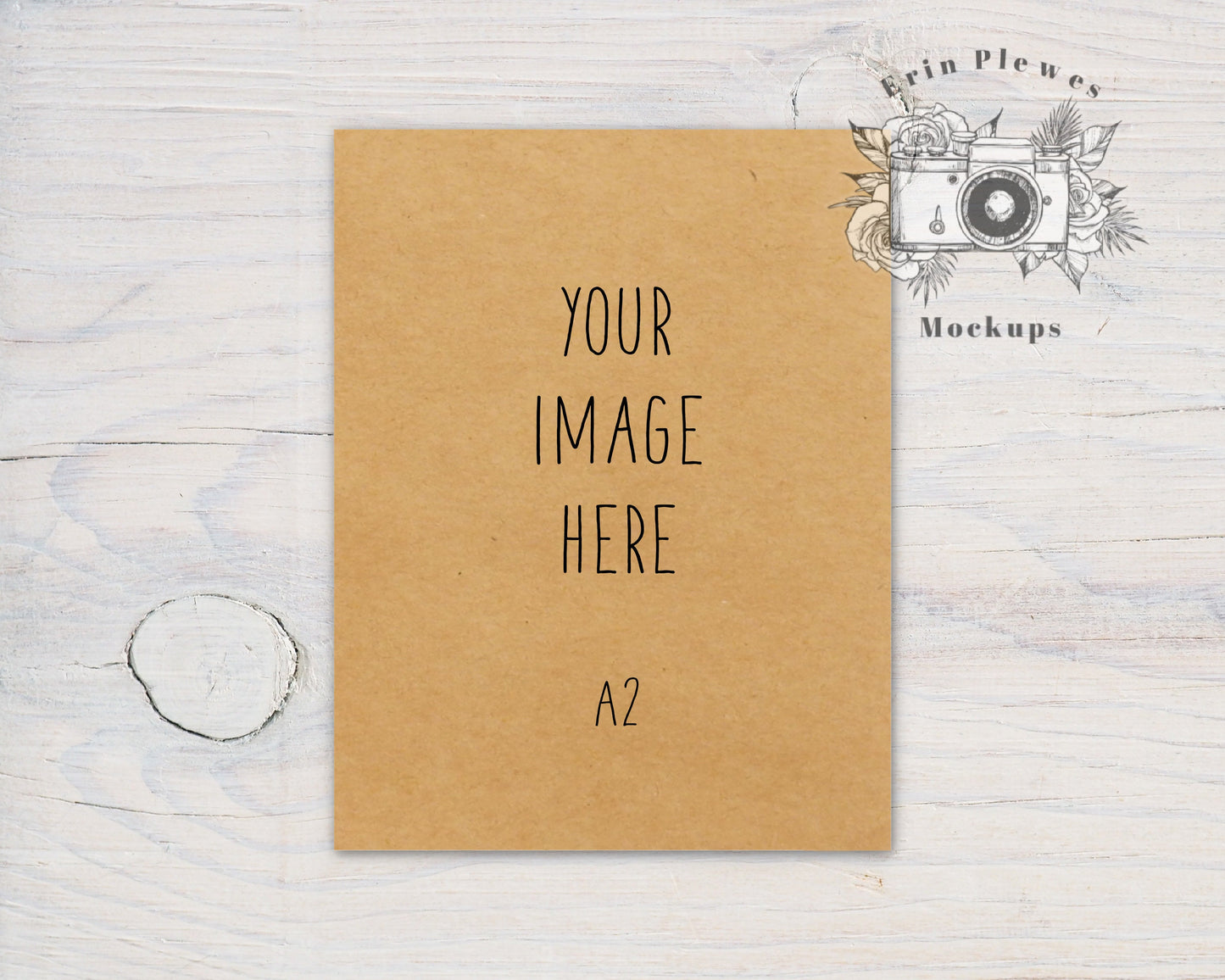 A2 Kraft Card Mockup, Kraft Greeting Card Mock-up, Stationery Mock Up for Rustic Wedding Stock Photo, Jpeg Instant Digital Download